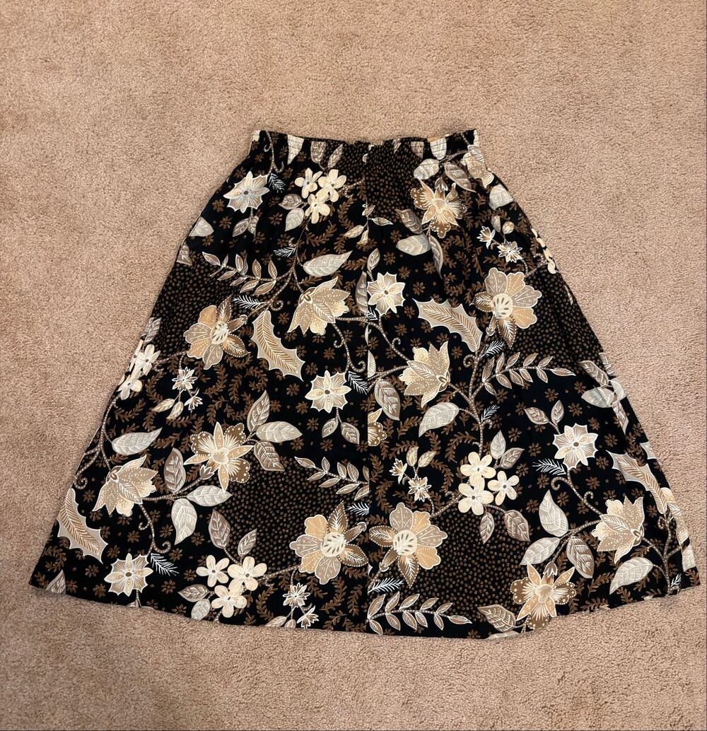Alfred Dunner Floral Botanical Midi Skirt Womens 16 Elastic Waist USA Made